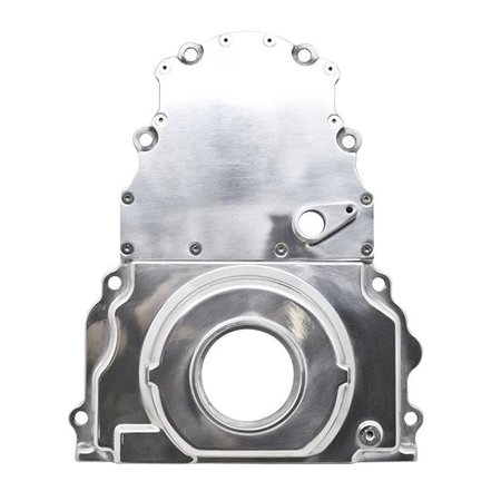 HANDS ON Aluminum Chevy LS Two Piece Timing Chain Cover with Cam Sensor Hole - Polished HA1320694